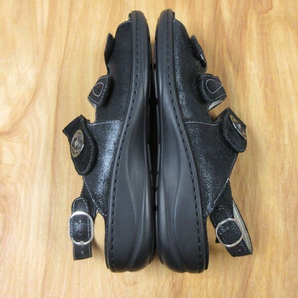 WALDLAUFER Zander Black Glitter Leather Sandals Womens Sz 9 Ortho Comfort Shoes - Picture 15 of 16
